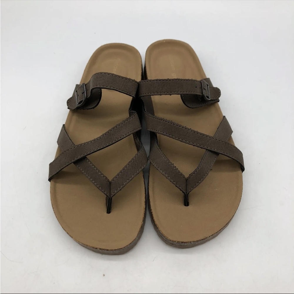 BNIB Madden Girl Womens jbartlet Leather Split Toe Casual Slide Mocha